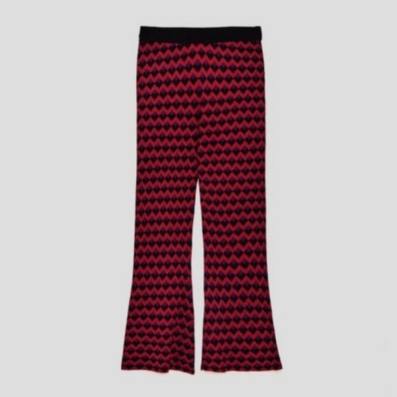 NWT ZARA Knit Sparkle Bell Bottom Pants Size S - Picture 1 of 9